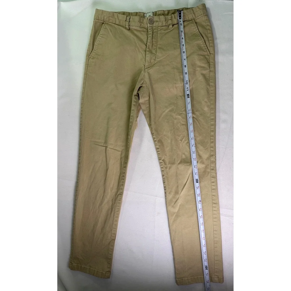 H&M Slim Fit Chino Pants Tan Khaki Mens Flat Front Casual Preppy Twill Slacks 32
